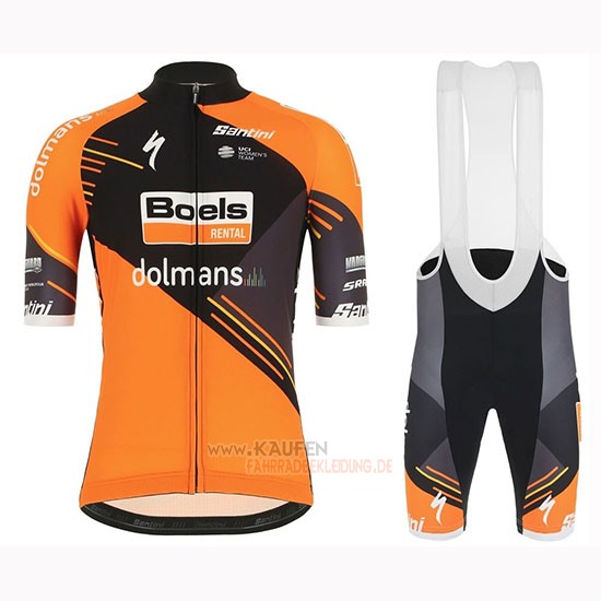 Frau Boels Dolmans Kurzarmtrikot 2019 und Kurze Tragerhose Orange